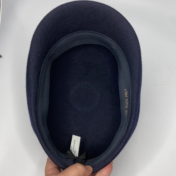 100% wool felt classic hat navy blue made in Czech Republic size large - Picture 7 of 7